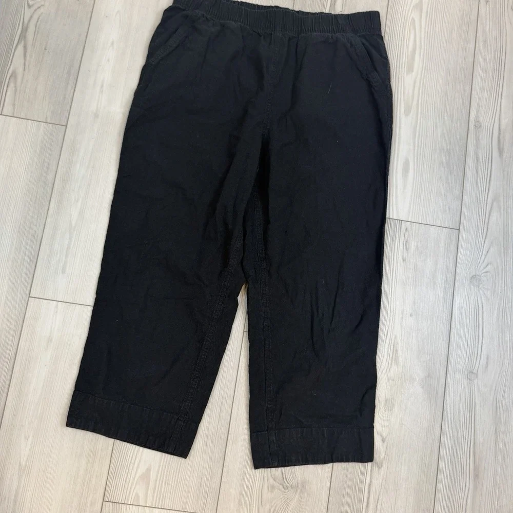 Duluth Trading Size 12 Overeasy Lightweight Hemp Capris Pants Black 60975‎